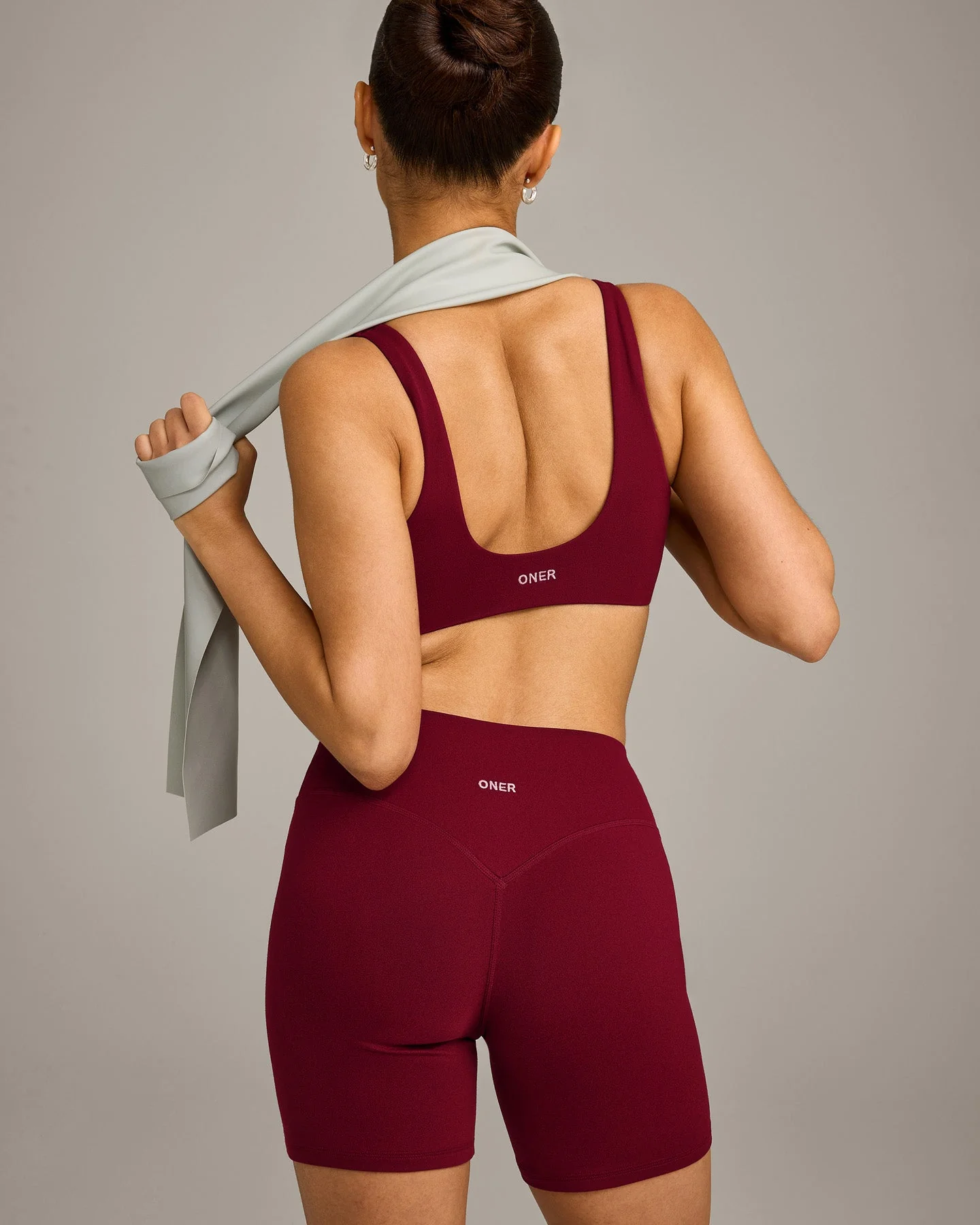 SoftMotion™ Scoop Back Bralette with Grey Logo | Ruby Red - Image 2