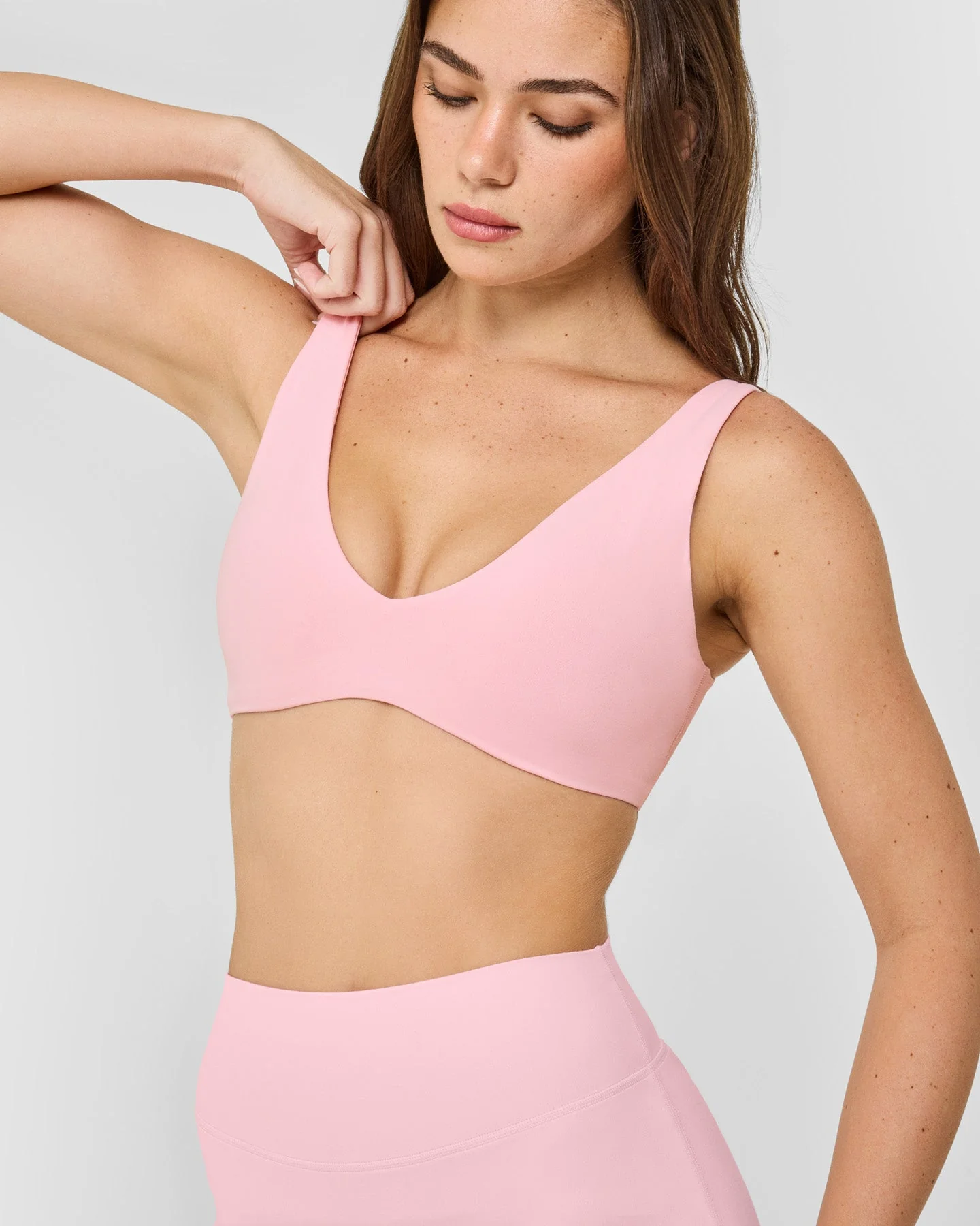 SoftMotion™ Scoop Back Bralette with White Logo | Cherry Blossom Pink - Image 5