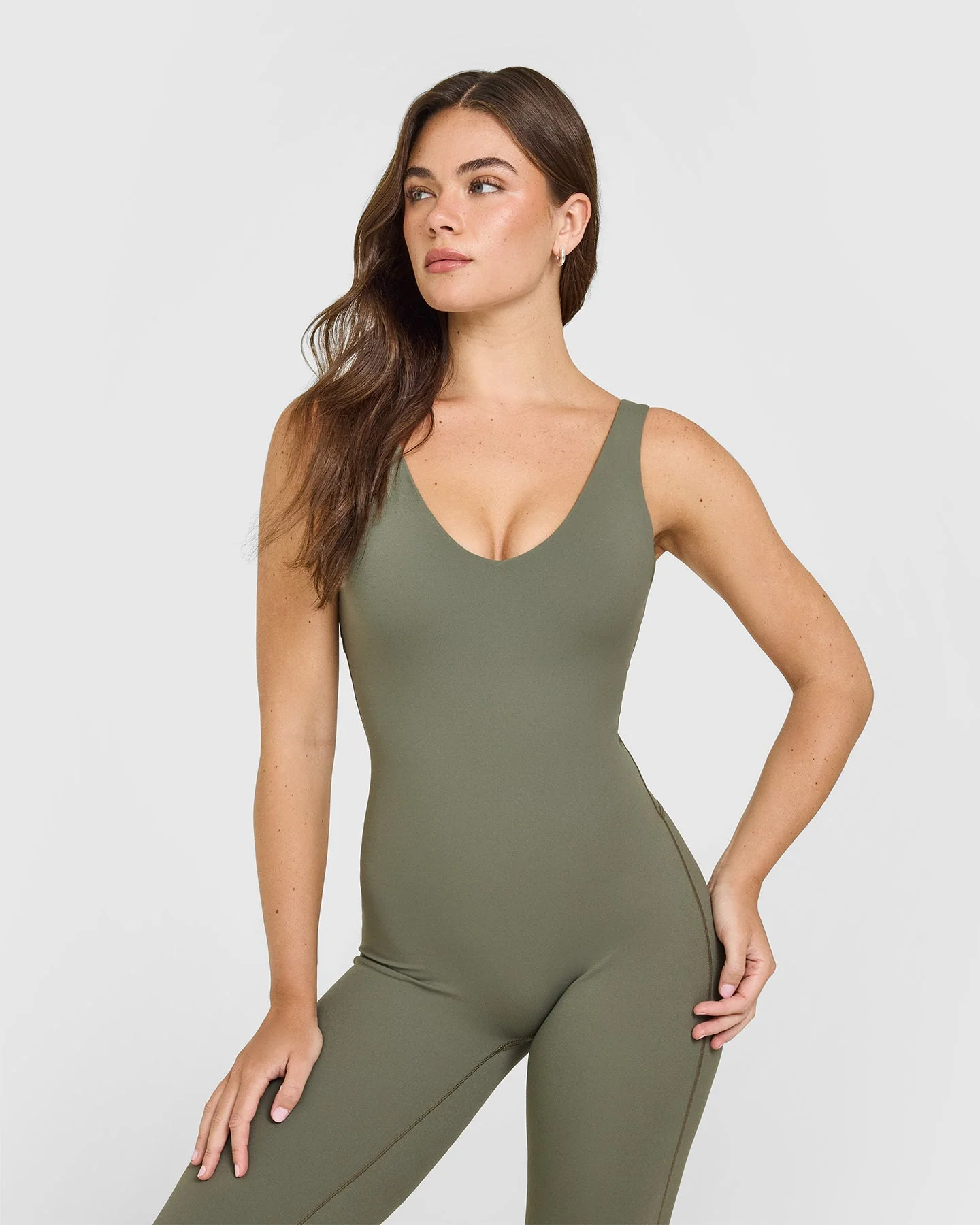 SoftMotion™ Scoop Back Flared All In One Long with White Logo | Alpine Green - Image 6