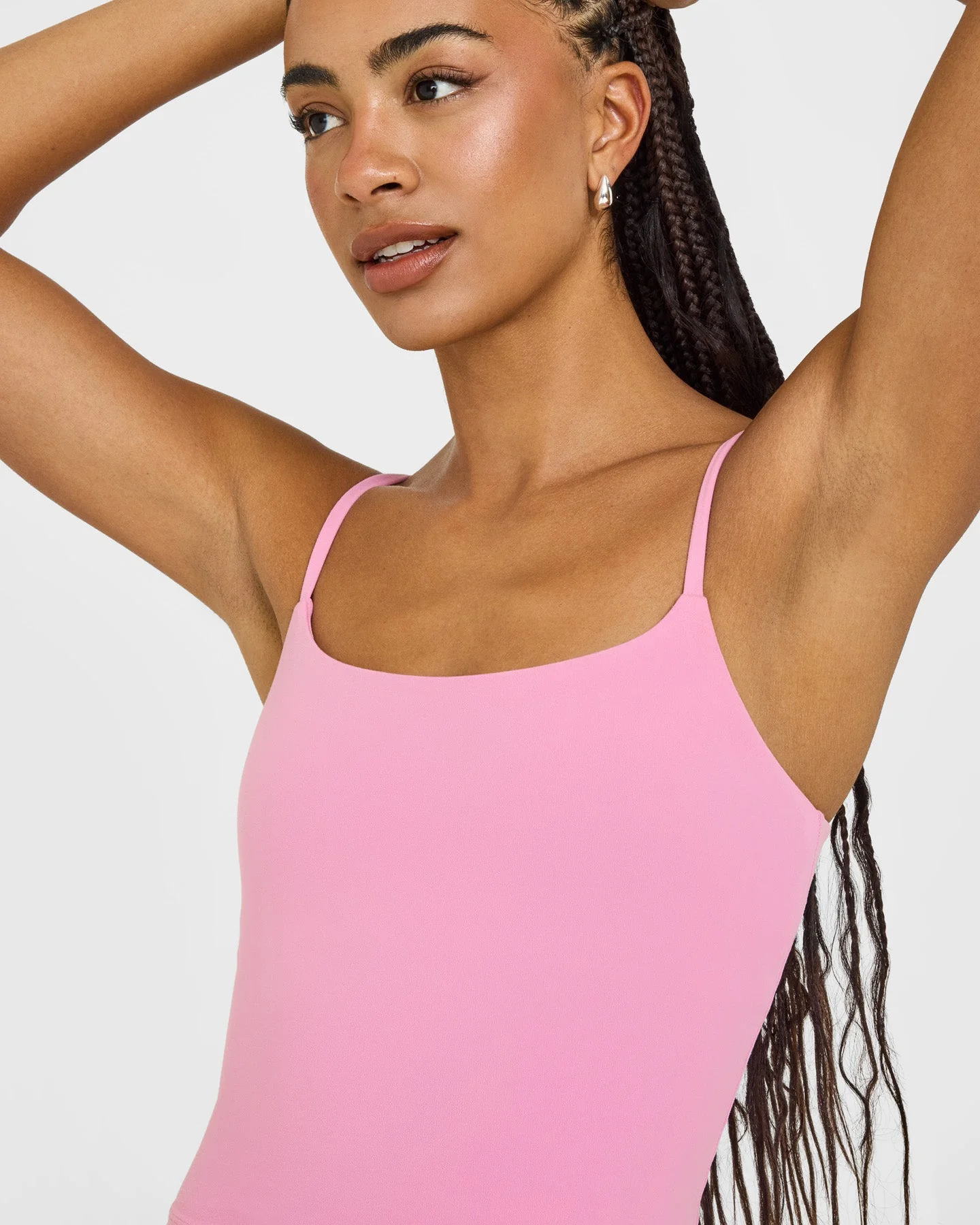 SoftMotion™ Strappy Mid Vest with Built in Bra Shelf with White Logo | Rose Pink - Image 5