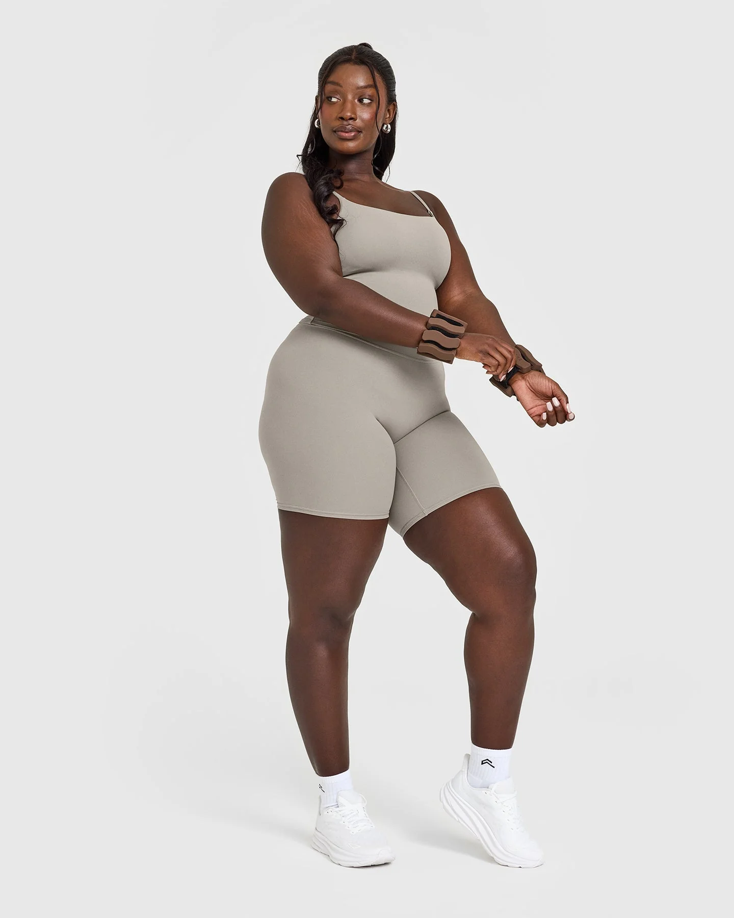 SoftMotion™ Strappy Mid Vest with Built in Bra Shelf with White Logo | Warm Sand - Image 3