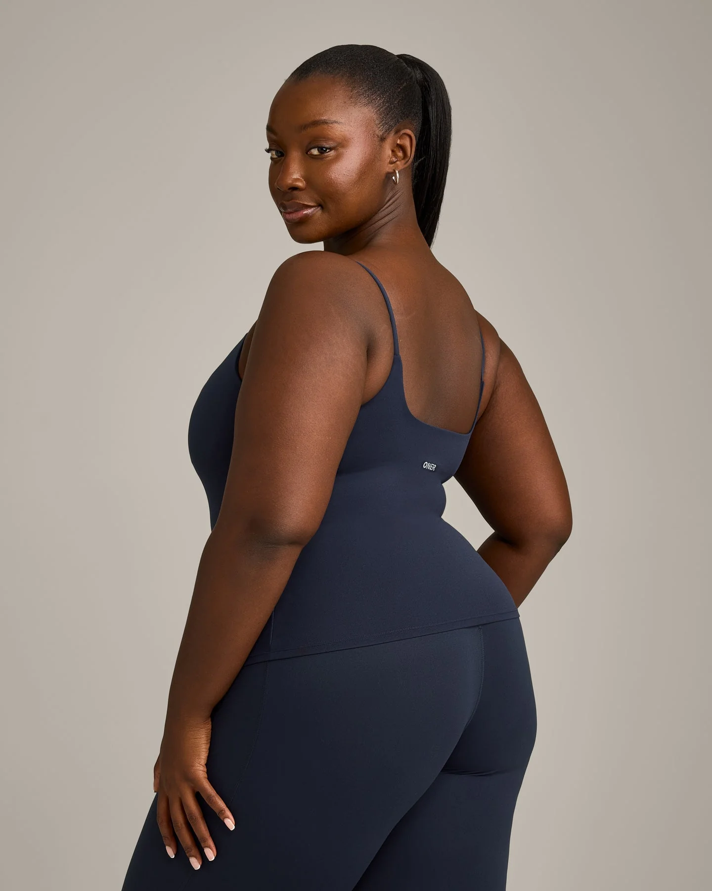 SoftMotion™ Strappy Vest with Built in Bra Shelf with Grey Logo | True Blue - Image 6