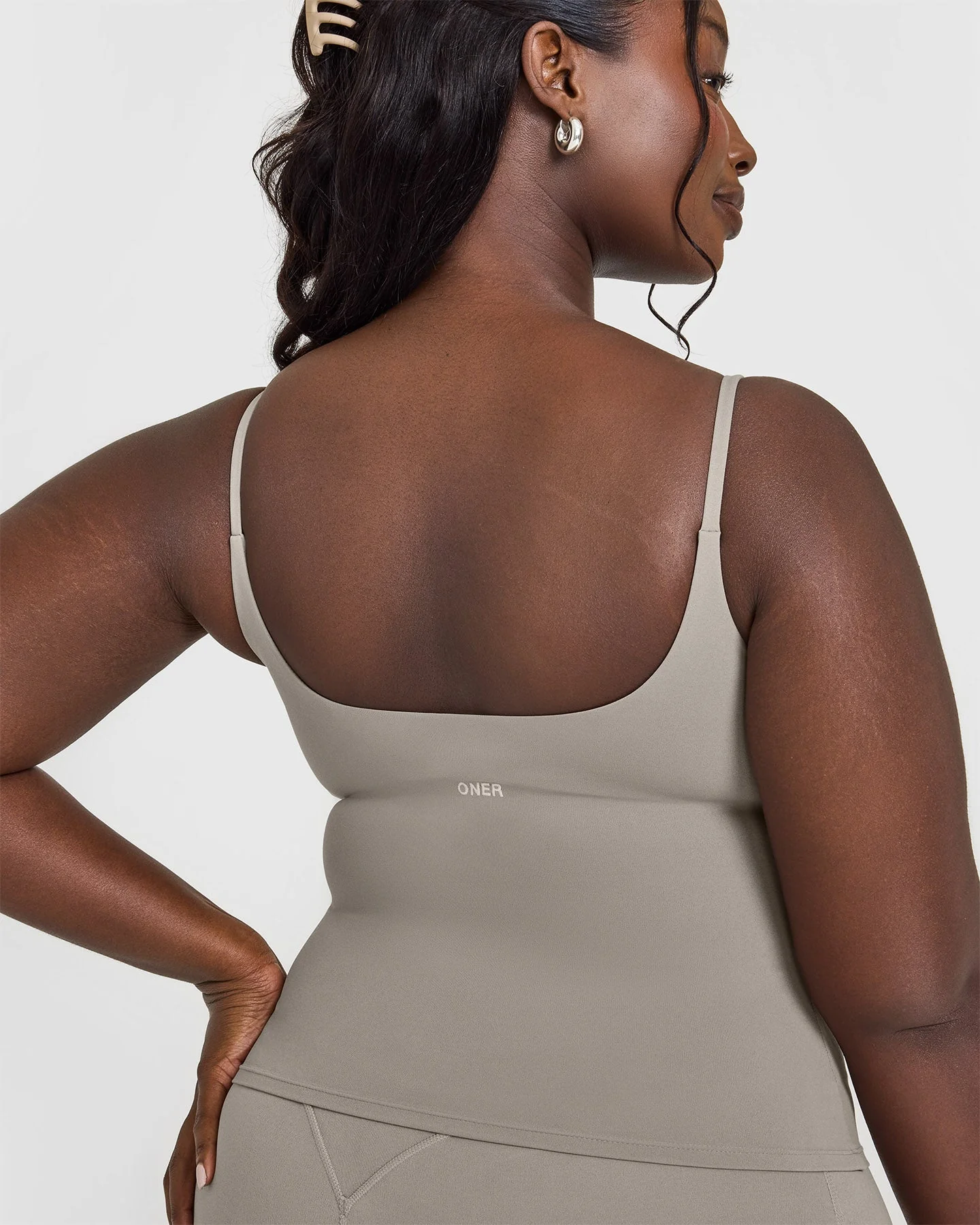 SoftMotion™ Strappy Vest with Built in Bra Shelf with White Logo | Warm Sand - Image 6