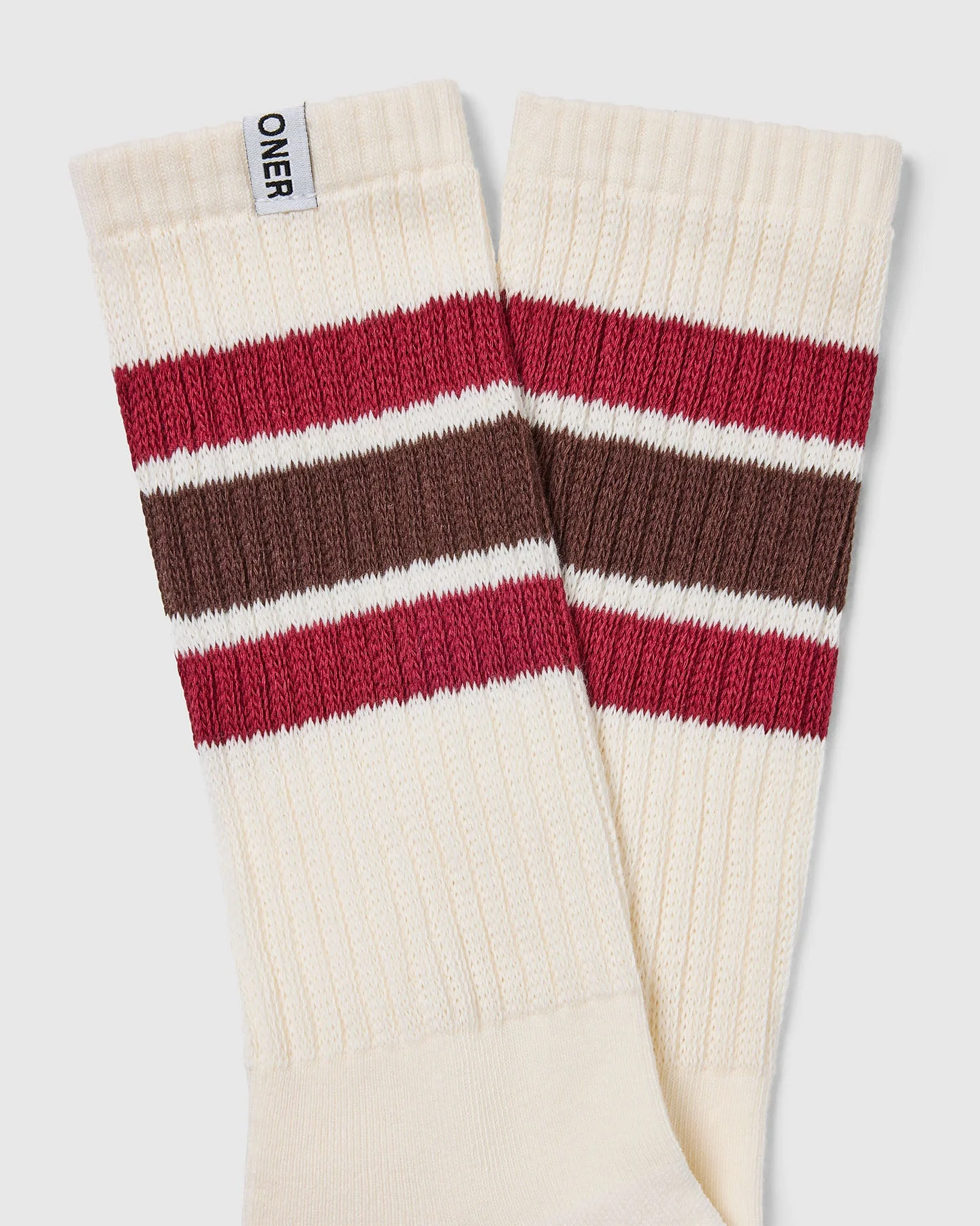 Stripe Slouchy Socks 3 Pack | Ruby Red/Espresso Brown - Image 6