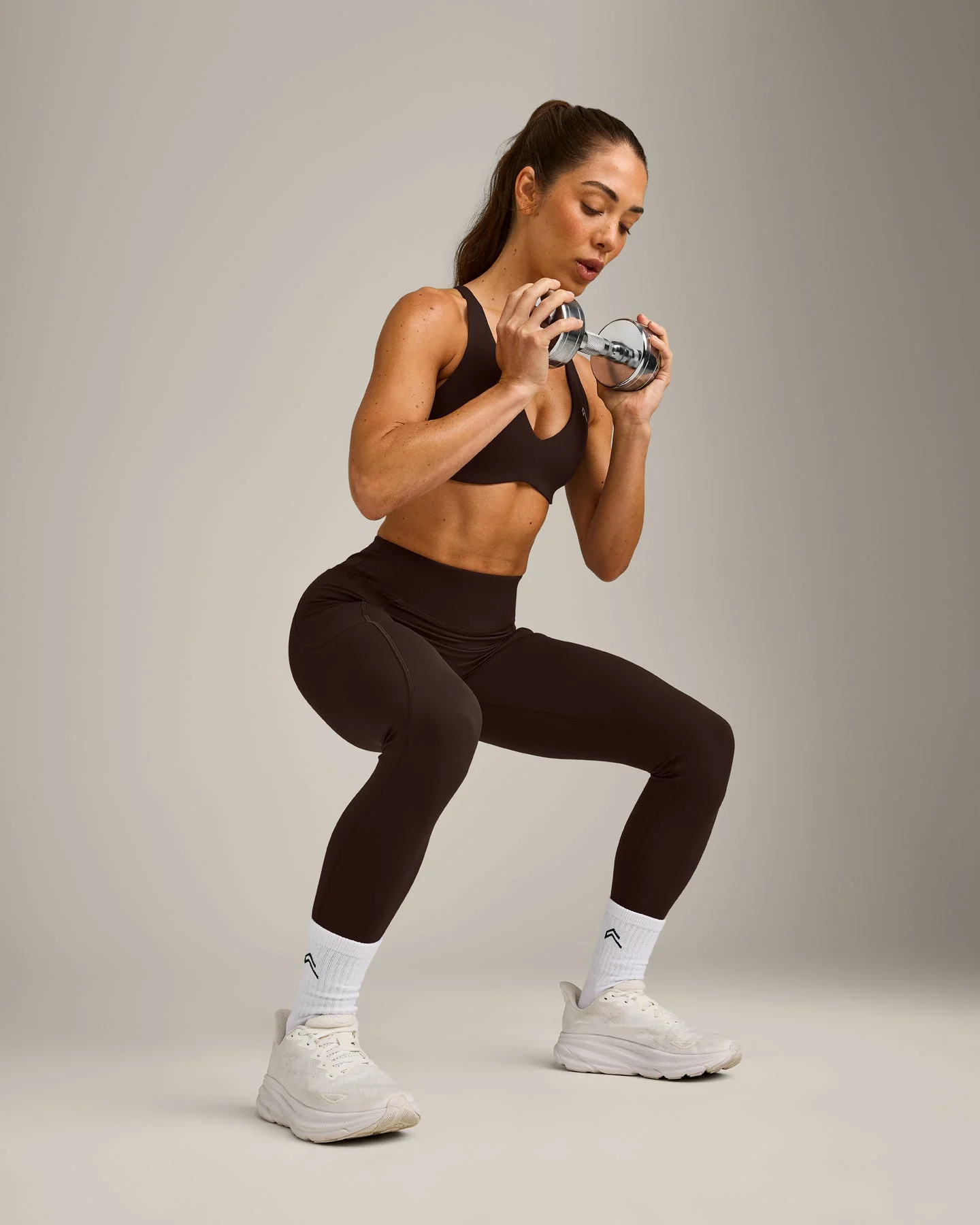 UnifiedMove™ Cross Back Sports Bra with Reflective Logo | 70% Cocoa - Image 5