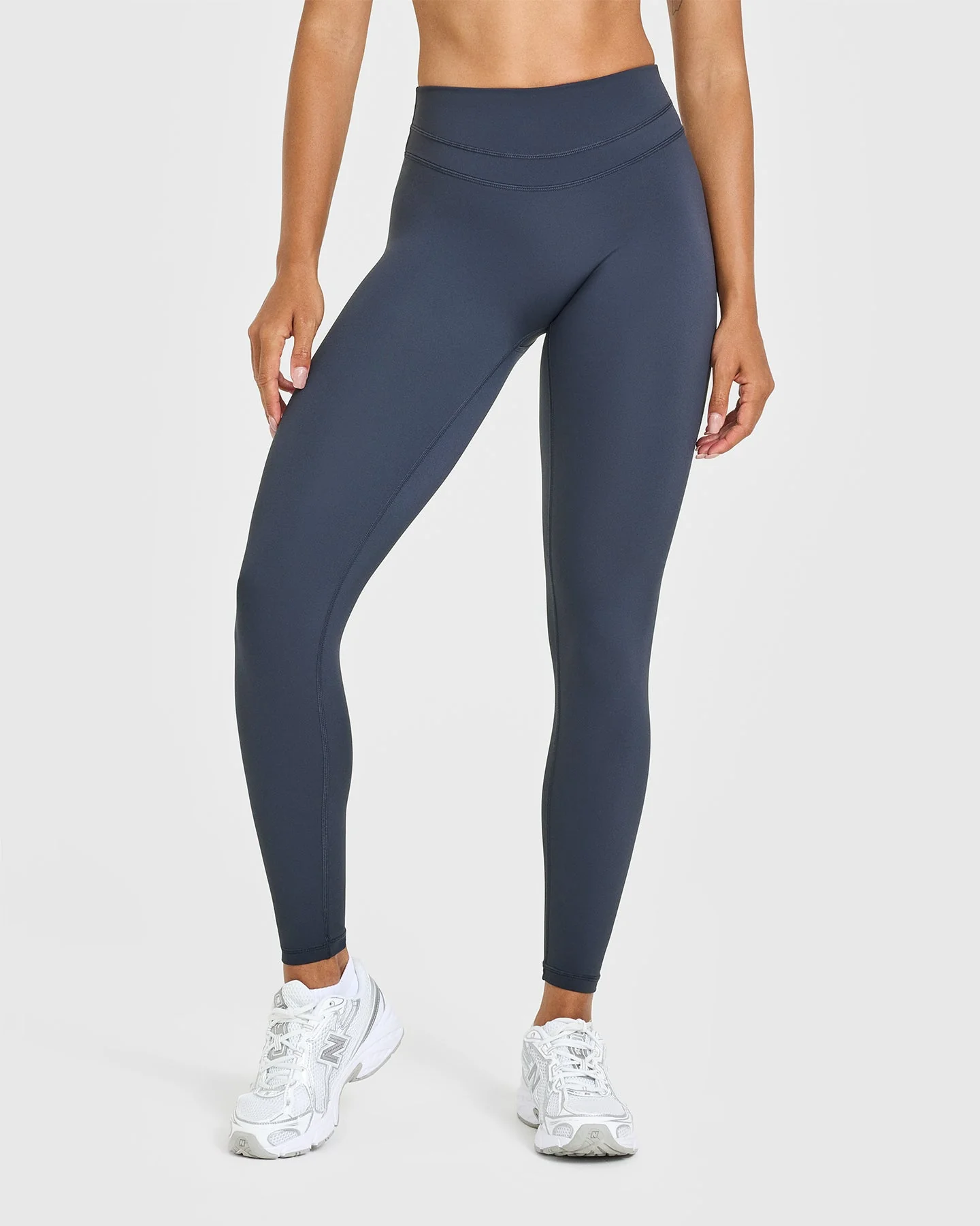 UnifiedMove™ High Waisted Leggings White Logo | True Blue - Image 2