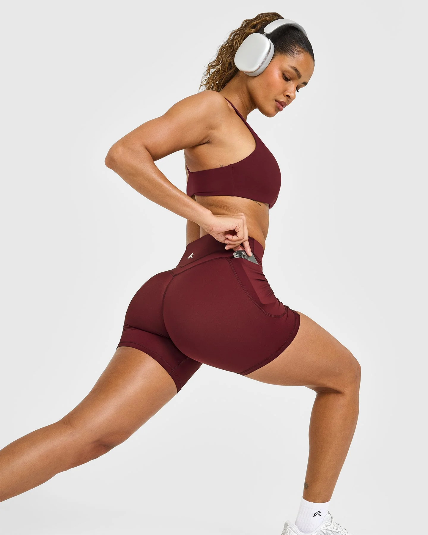 UnifiedMove™ High Waisted Pocket Shorts 6" | Rosewood - Image 3