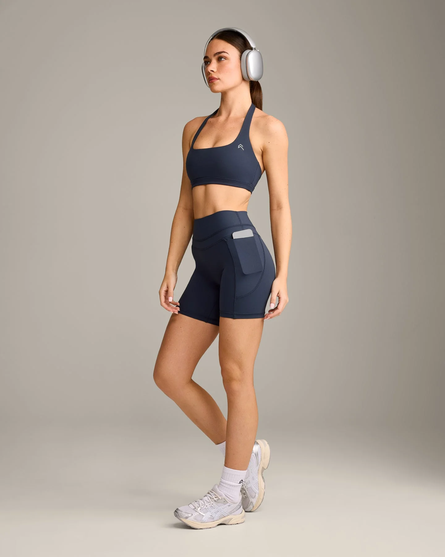UnifiedMove™ High Waisted Pocket Shorts 6" with Reflective Logo | True Blue - Image 3