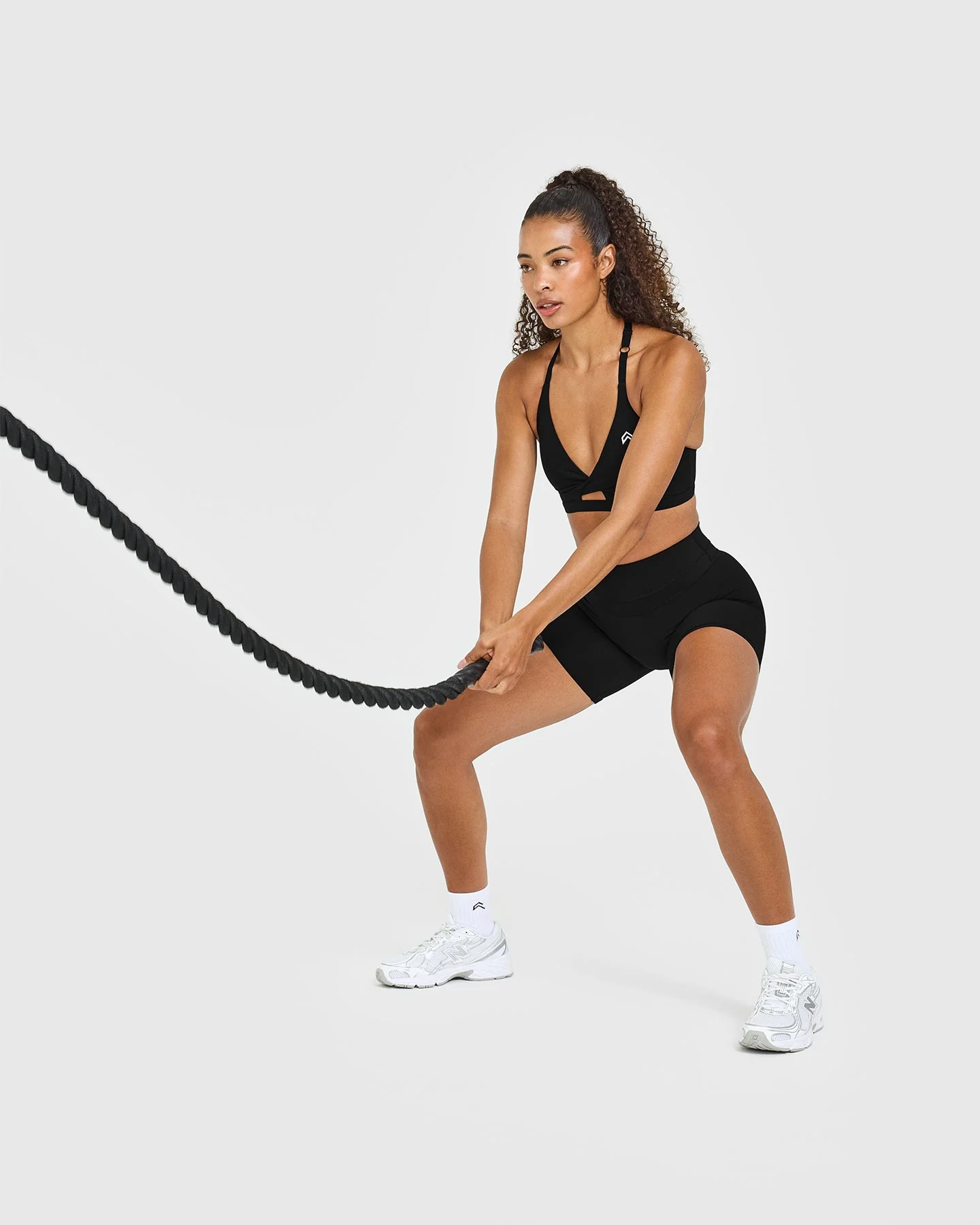 UnifiedMove™ High Waisted Shorts White Logo 6" | Black - Image 6