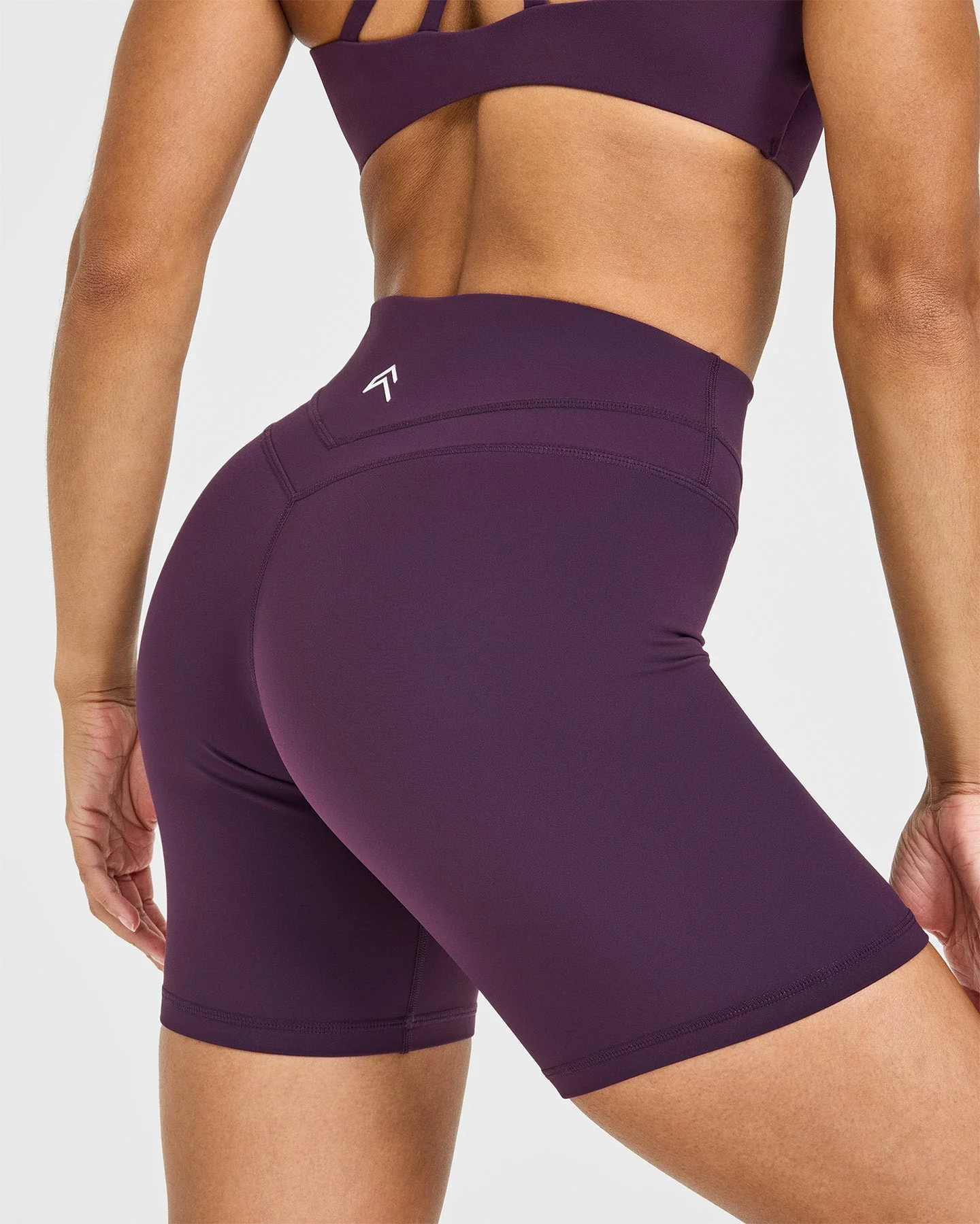 UnifiedMove™ High Waisted Shorts White Logo 6" | Blackberry Purple - Image 4