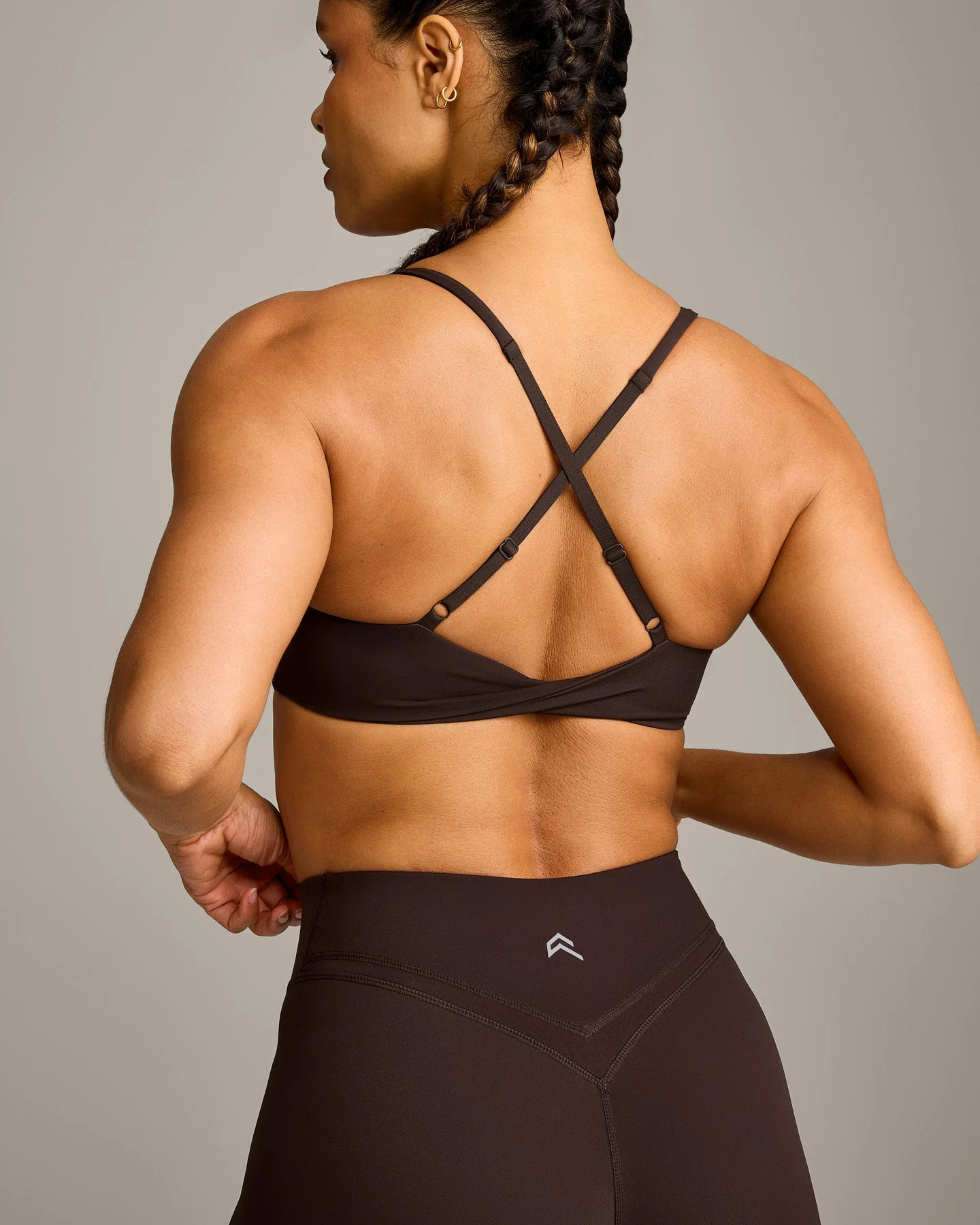UnifiedMove™ Micro Bralette with Reflective Logo | 70% Cocoa - Image 4
