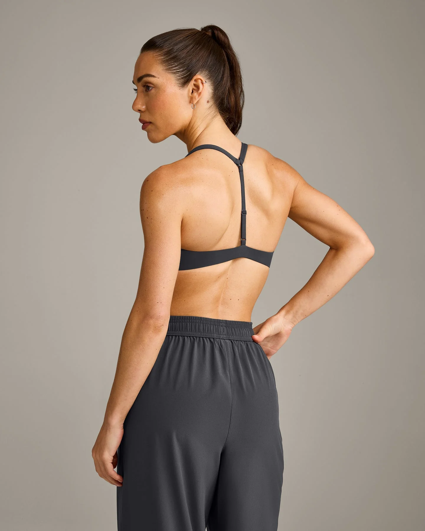 UnifiedMove™ T Back Minimal Bralette with Reflective Logo | Coal - Image 5