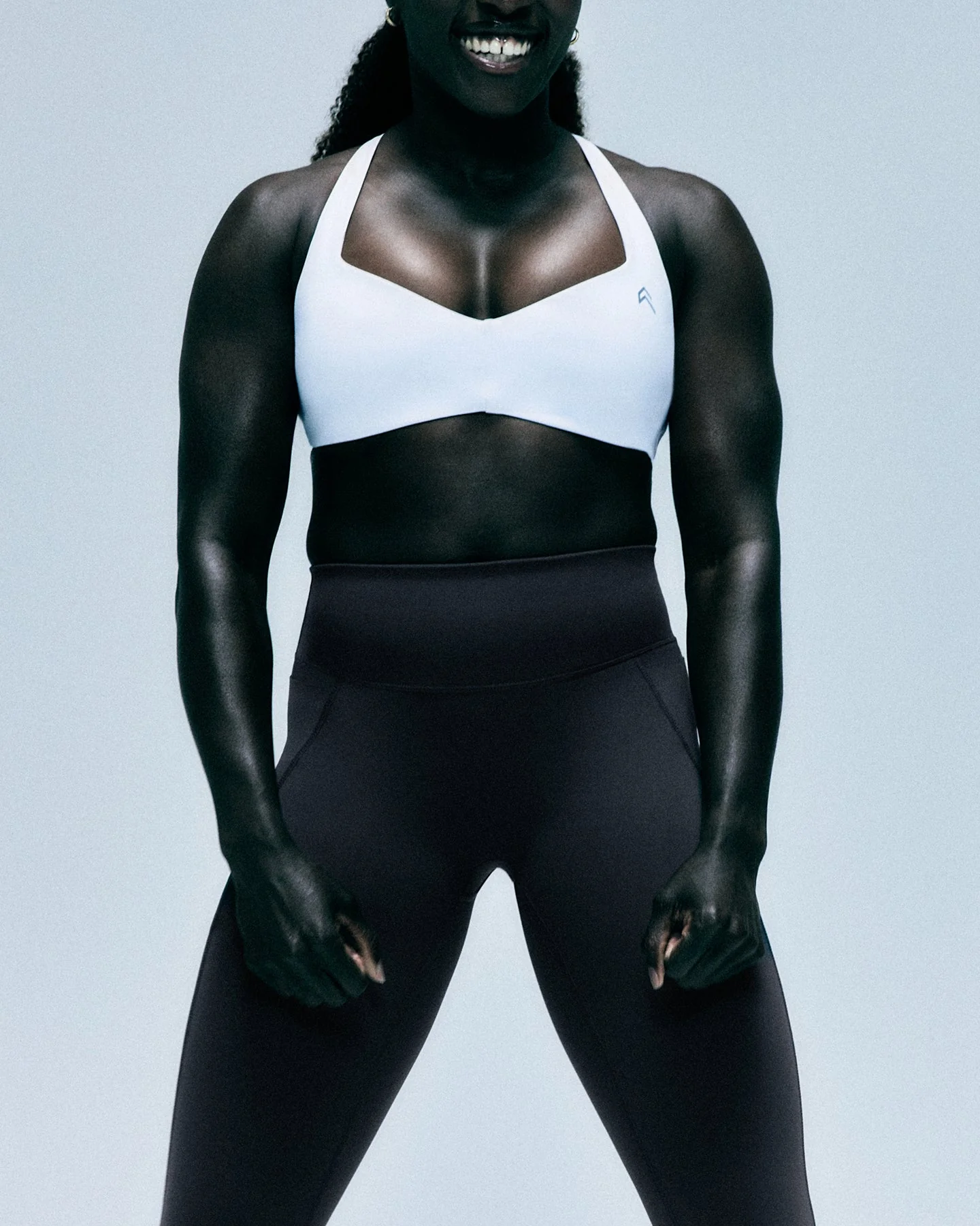 UnifiedMove™ T Back Minimal Bralette with Reflective Logo | White - Image 2